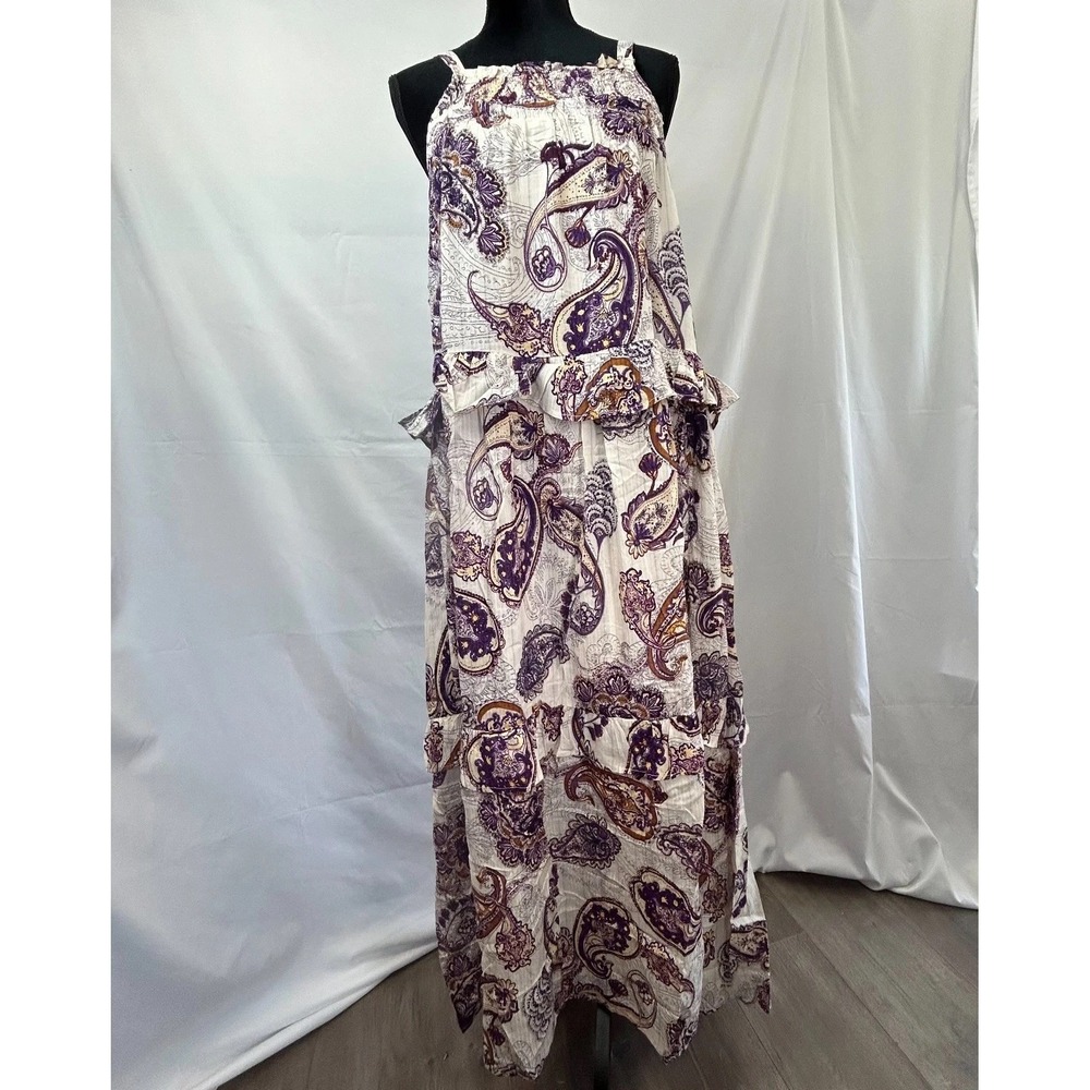 B.O.G.‎ Collective Band Of The Free Tiered Maxi Dress Womens Medium Beige Purple
